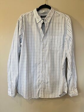 Banana Republic White Shirt with Blue Windowpane Check